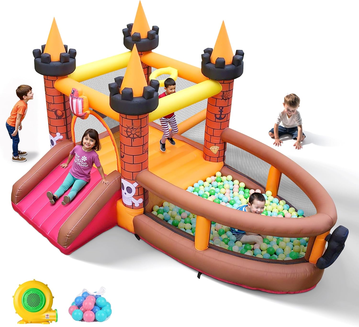 Kids Outdoor House With Slide - Nadmuchiwany zamek do skakania dla dzieci