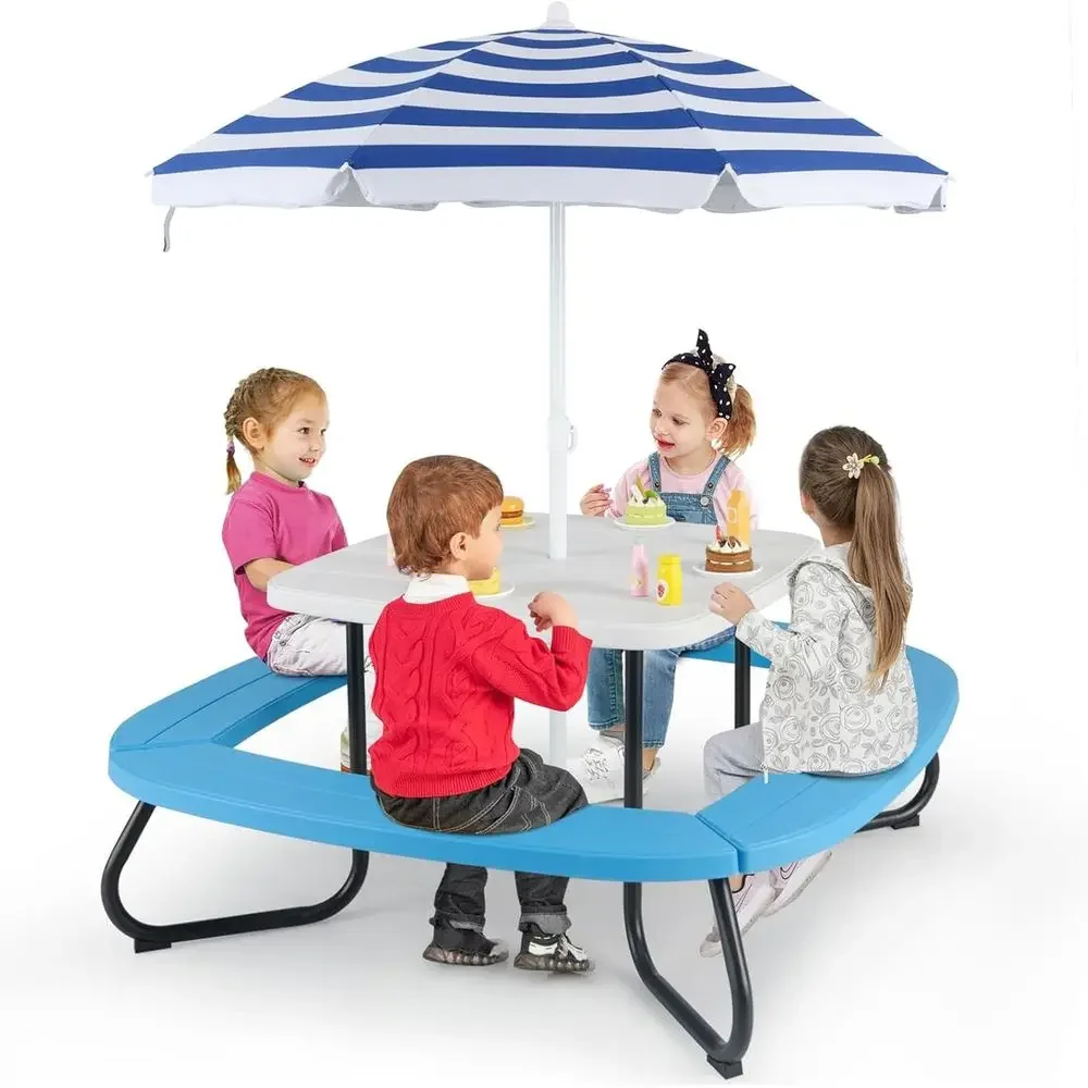 Kids Outdoor Bench Table - Stół piknikowy dla 8 osób z