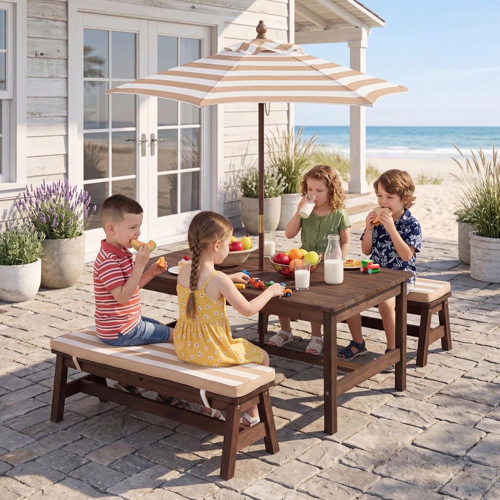 Kids Outdoor Bench Table - Stół piknikowy dla dzieci, duży blat
