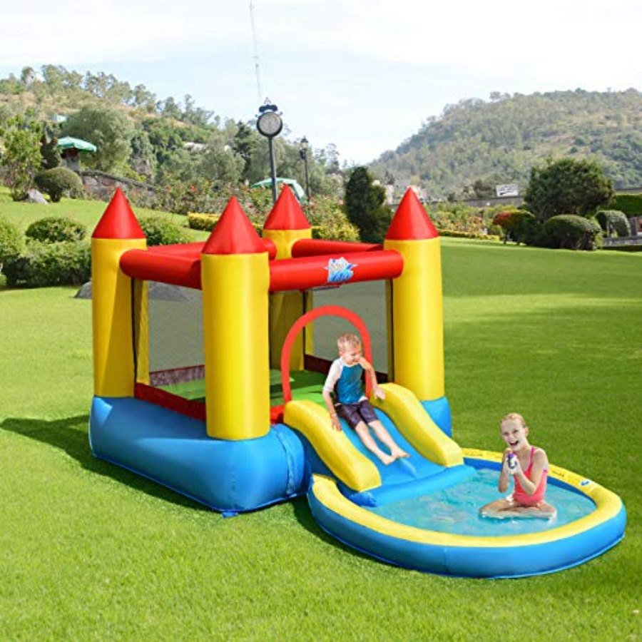 Kids Outdoor House With Slide - Nadmuchiwany domek do skakania na zewnątrz