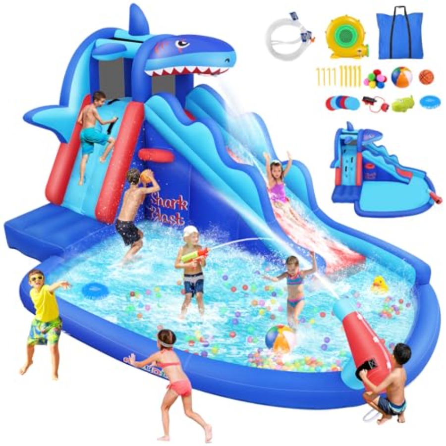 Kids Outdoor House With Slide - Nadmuchiwana zjeżdżalnia wodna do użytku na