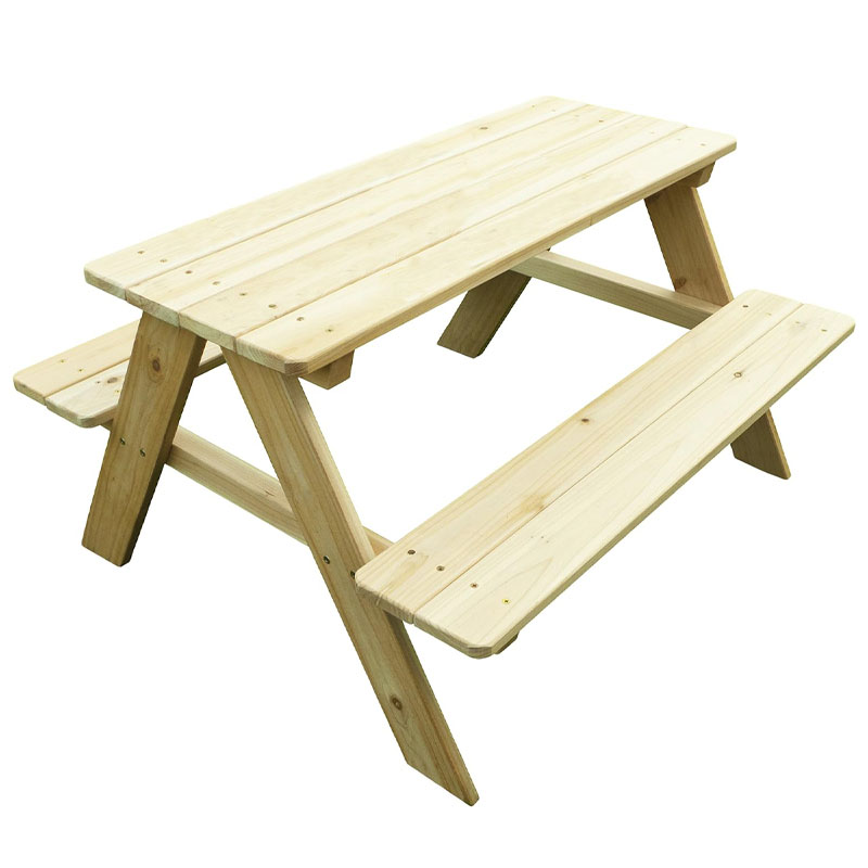Kids Outdoor Bench Table - Drewniany stół piknikowy z ławkami dla
