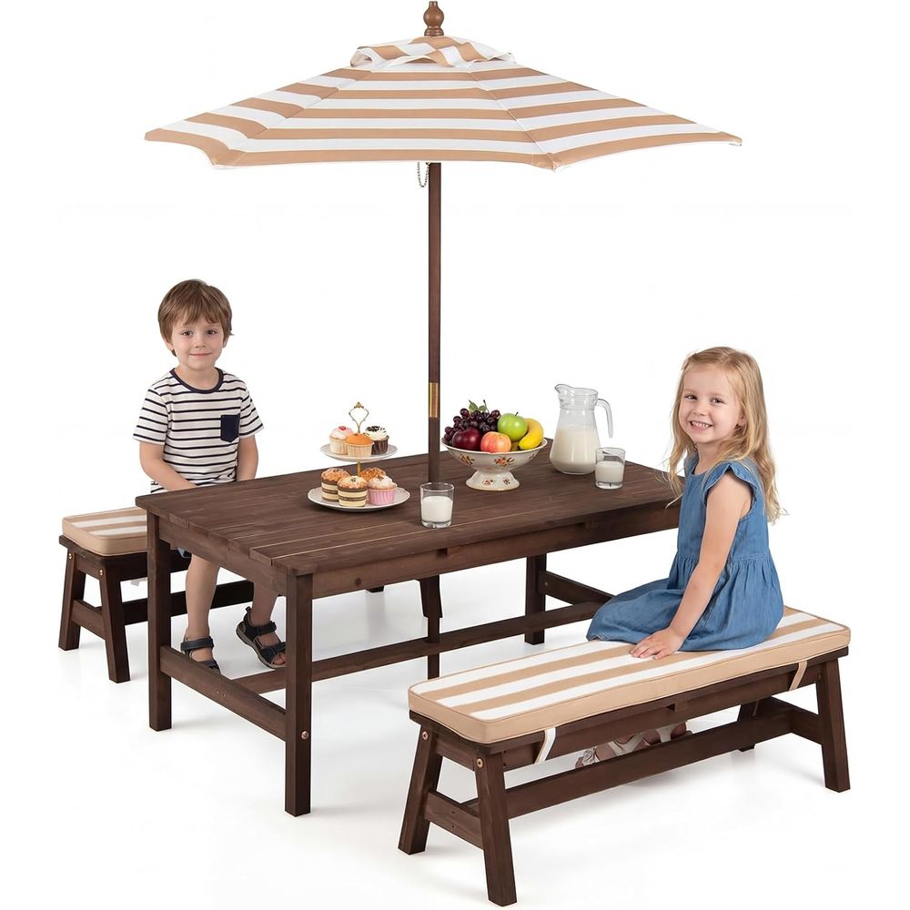 Kids Outdoor Bench Table - Stolik piknikowy dla dzieci, drewniany stolik