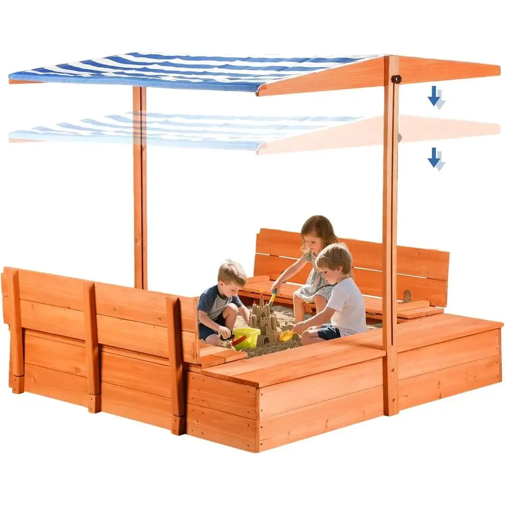 Kids Outdoor Bench Table - Drewniany piaskowy stół dla dzieci z