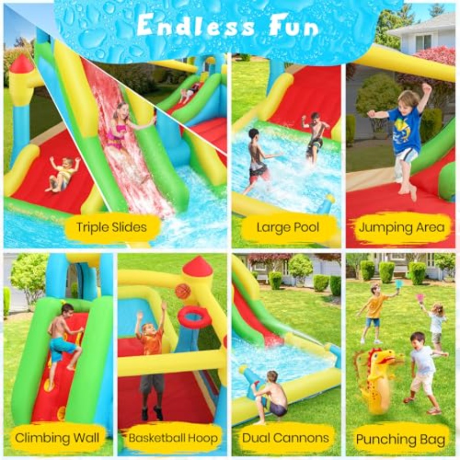 Nadmuchiwany zamek wodny do uż – Kids Outdoor House With Slide recenzja i cena