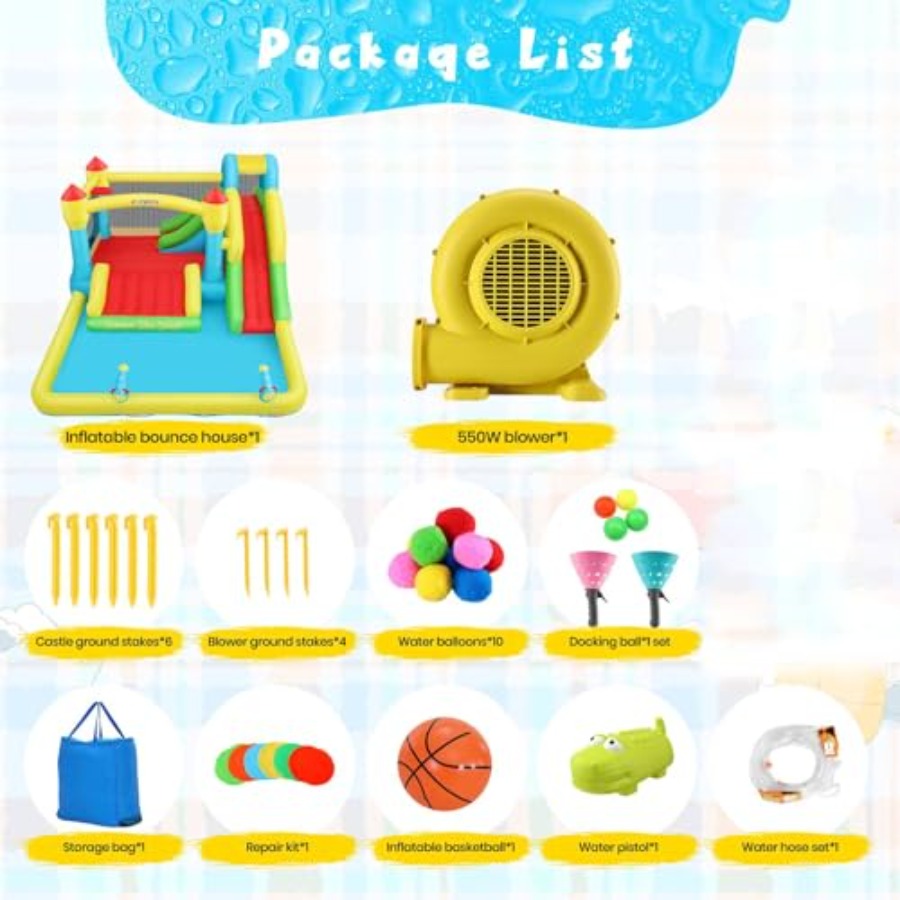 Nadmuchiwany zamek wodny do uż – Kids Outdoor House With Slide recenzja i cena