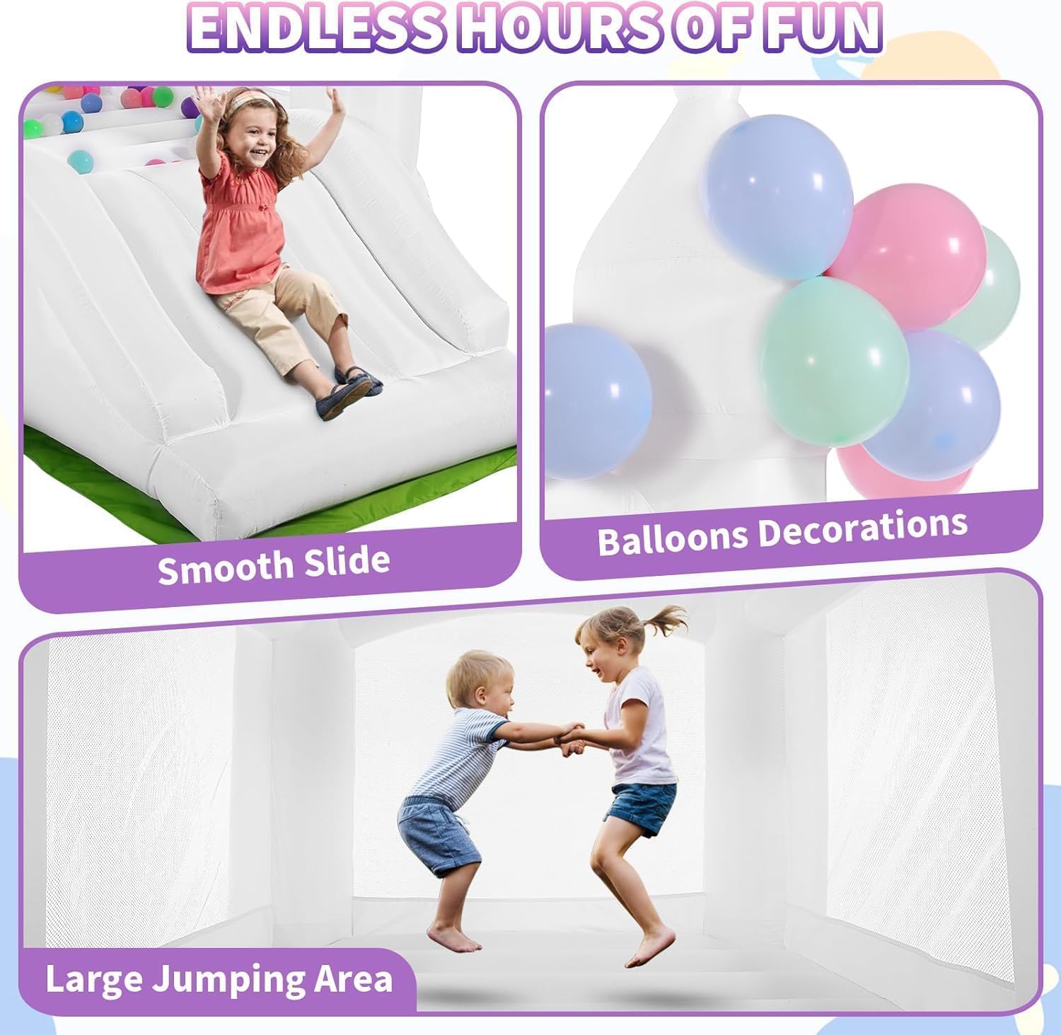 Biały dmuchany zamek do skakan – Kids Outdoor House With Slide recenzja i cena