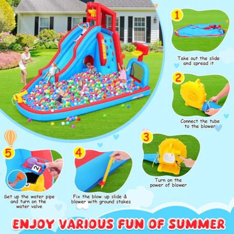 Nadmuchiwany park wodny z zjeż – Kids Outdoor House With Slide recenzja i cena