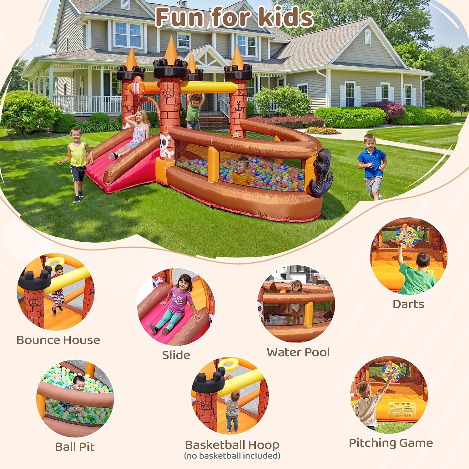 Nadmuchiwany zamek do skakania – Kids Outdoor House With Slide recenzja i cena