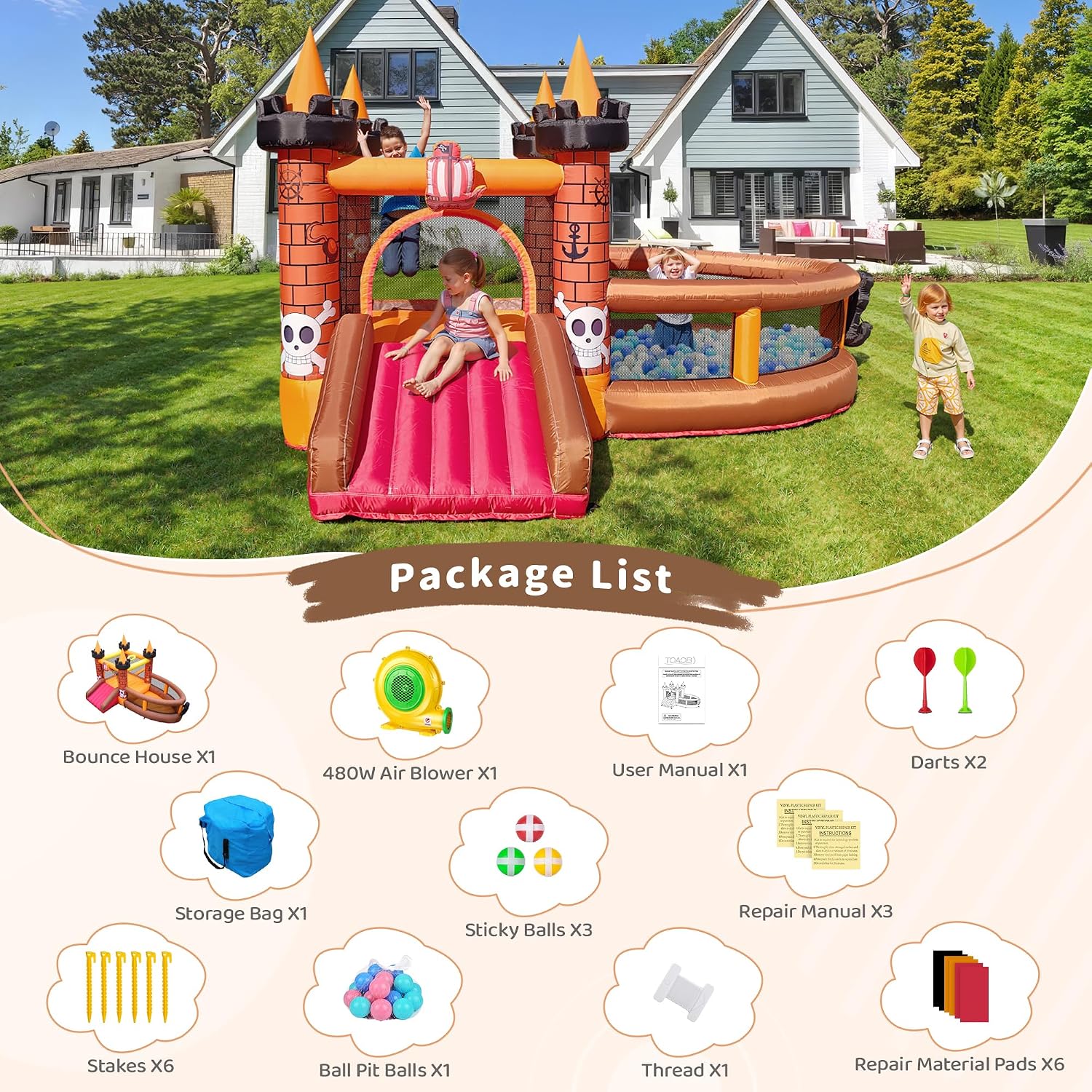 Nadmuchiwany zamek do skakania – Kids Outdoor House With Slide recenzja i cena