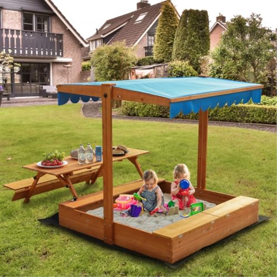 Drewniany piaskownica dla dzie – Kids Outdoor Bench Table recenzja i cena