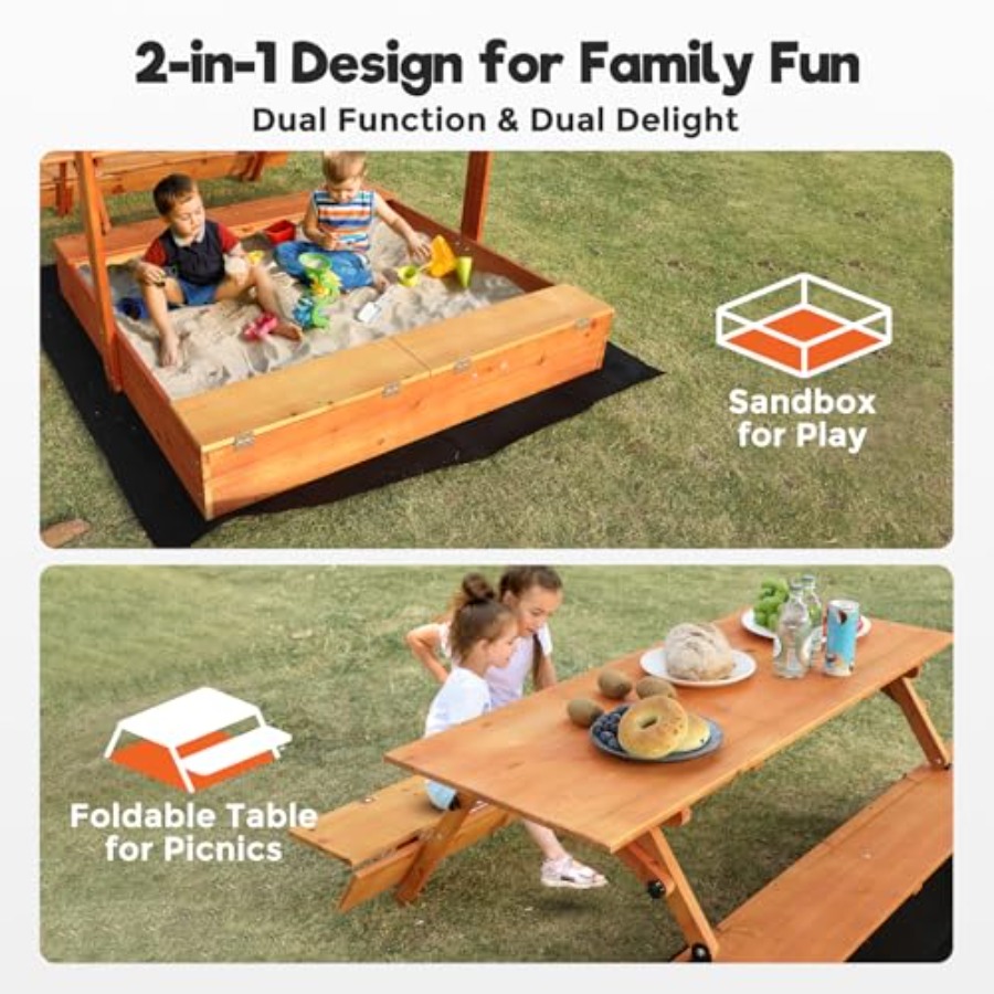 Drewniany piaskownica dla dzie – Kids Outdoor Bench Table recenzja i cena