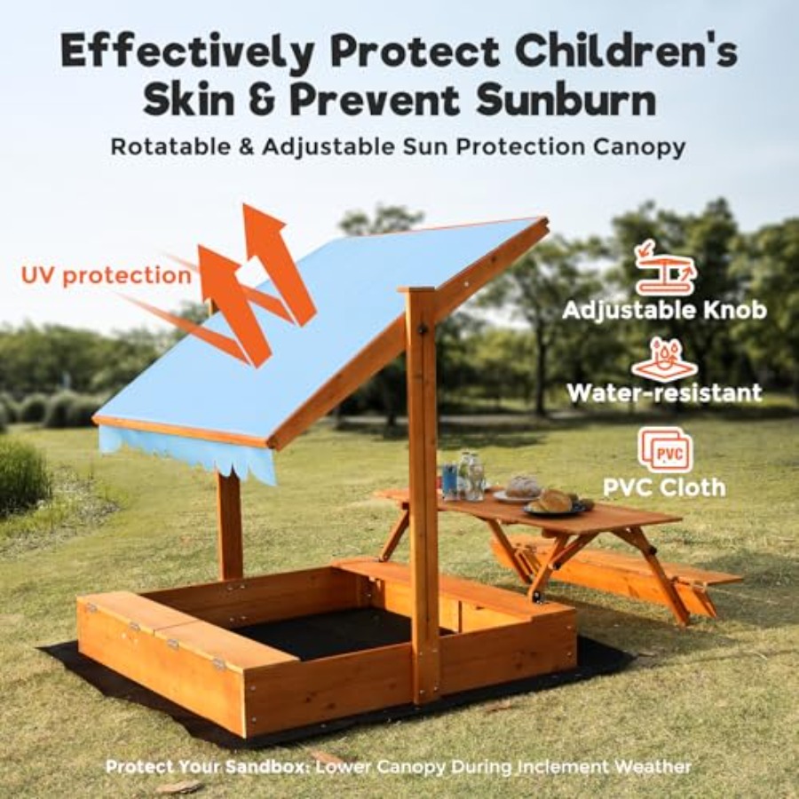 Drewniany piaskownica dla dzie – Kids Outdoor Bench Table recenzja i cena
