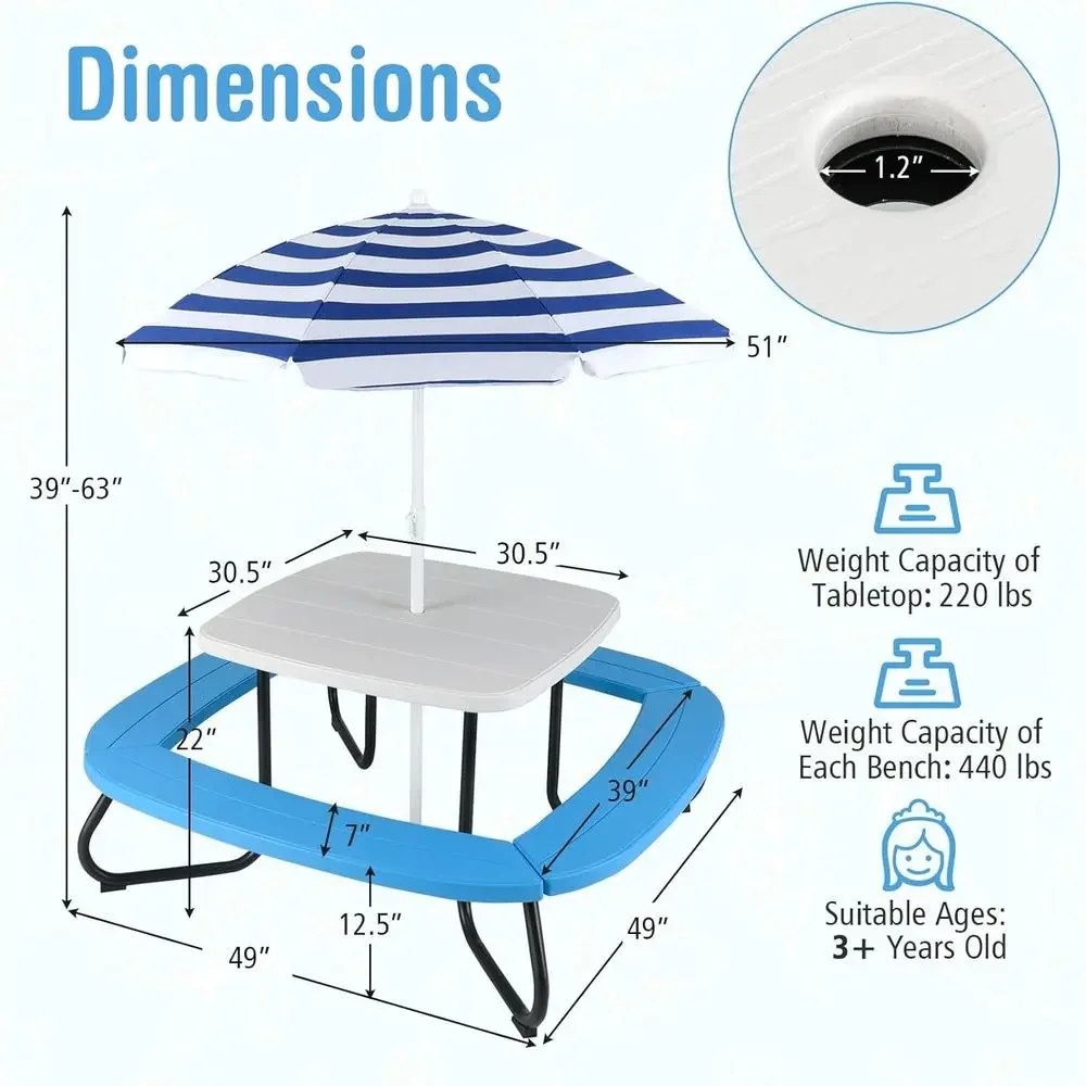 Stół piknikowy dla 8 osób z pa – Kids Outdoor Bench Table recenzja i cena