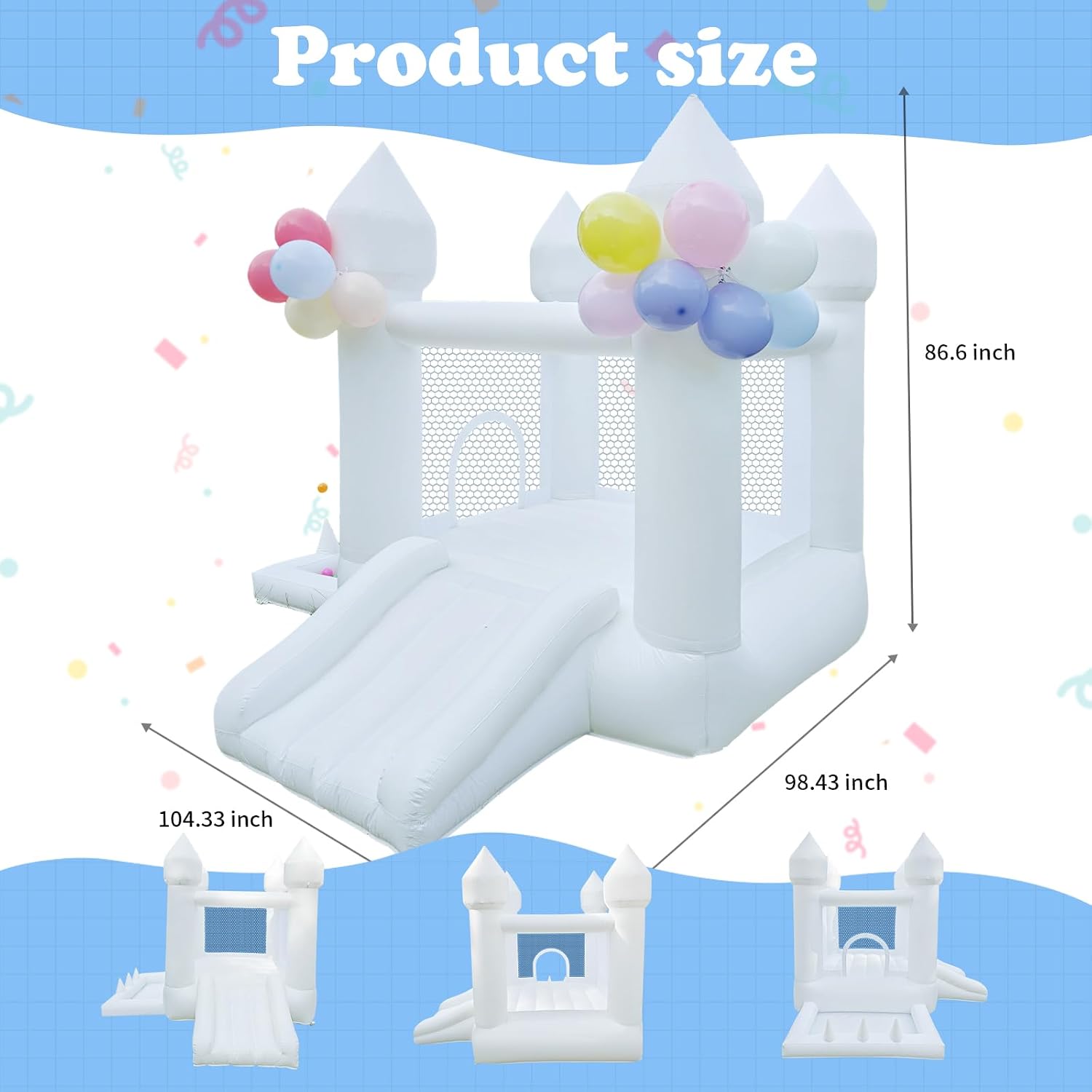 Biały dmuchany zamek do skakan – Kids Outdoor House With Slide recenzja i cena