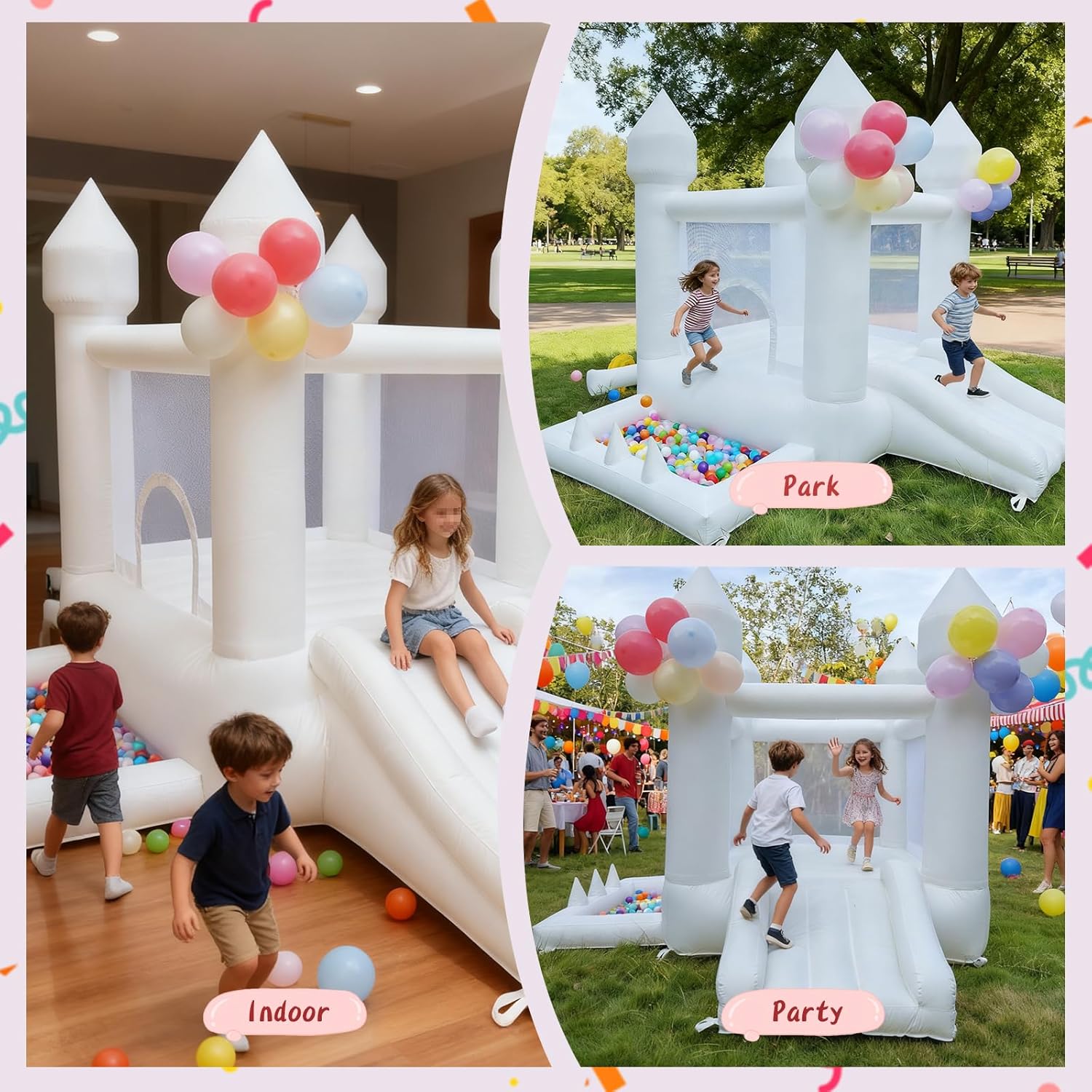 Biały dmuchany zamek do skakan – Kids Outdoor House With Slide recenzja i cena