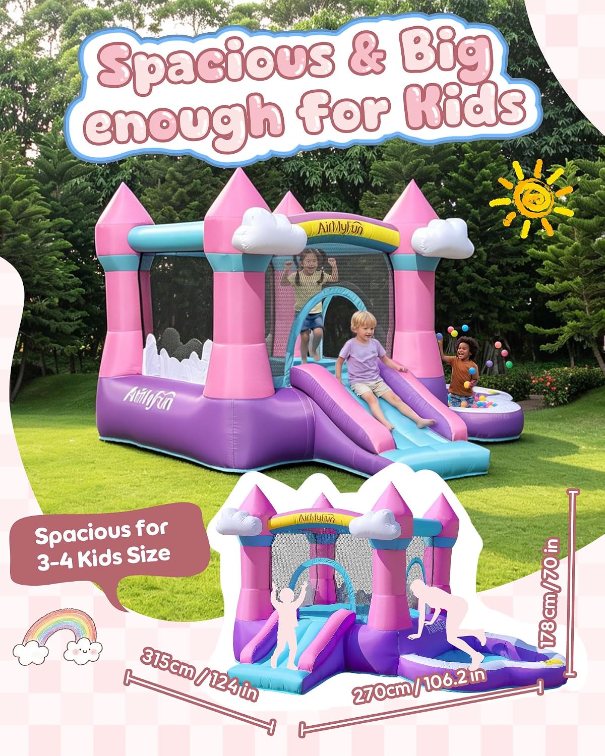 Różowy dmuchany zamek do skaka – Kids Outdoor House With Slide recenzja i cena