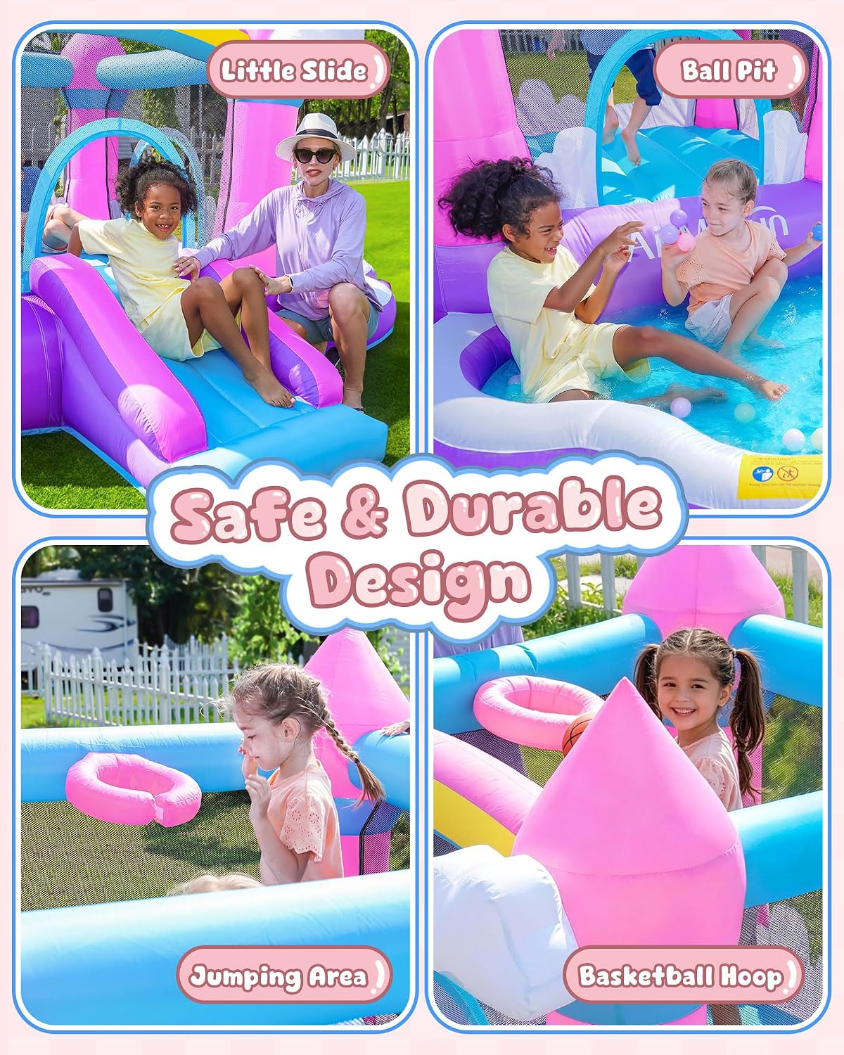 Różowy dmuchany zamek do skaka – Kids Outdoor House With Slide recenzja i cena