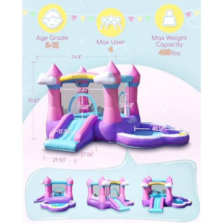 Różowy dmuchany trampolinowy d – Kids Outdoor House With Slide recenzja i cena