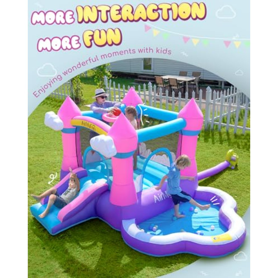 Różowy dmuchany trampolinowy d – Kids Outdoor House With Slide recenzja i cena