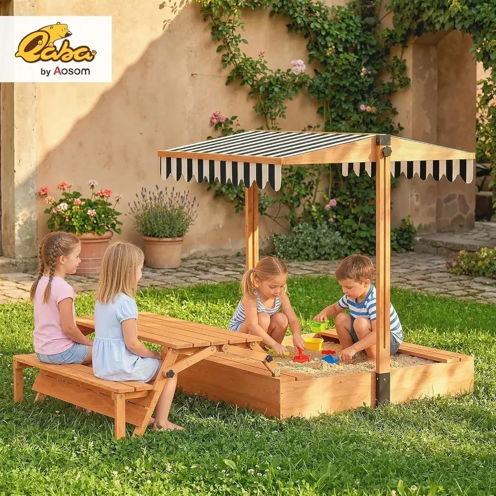 Piaskownica dla dzieci Qaba z  – Kids Outdoor Bench Table recenzja i cena