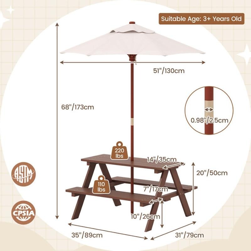 Zestaw piknikowy dla dzieci na – Kids Outdoor Bench Table recenzja i cena